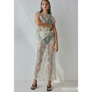 VRG GRL Devyn Sequin Midi Skirt Lace NWOT